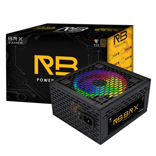 FONTE RGB BRX RAINBOW 600W 80 PLUS BIVOLT AUTOMÁTICA PFC ATIVO